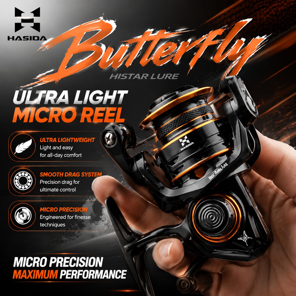 Kastking Reel Zephyr - HASIDA Butterfly 800 Ultralight Spinning Reel